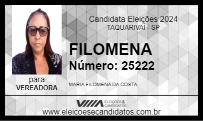 Candidato FILOMENA 2024 - TAQUARIVAÍ - Eleições