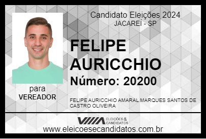 Candidato FELIPE AURICCHIO 2024 - JACAREÍ - Eleições