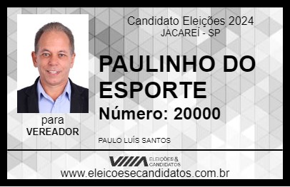 Candidato PAULINHO DO ESPORTE 2024 - JACAREÍ - Eleições