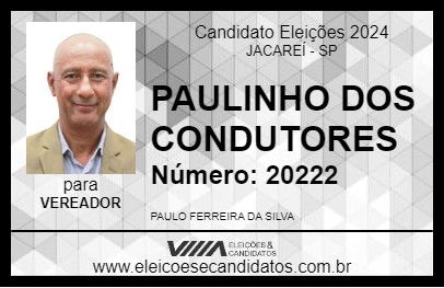 Candidato PAULINHO DOS CONDUTORES 2024 - JACAREÍ - Eleições