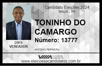 Candidato TONINHO DO CAMARGO 2024 - MAUÁ - Eleições