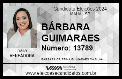 Candidato BÁRBARA GUIMARAES 2024 - MAUÁ - Eleições