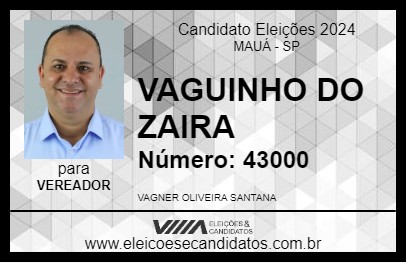 Candidato VAGUINHO DO ZAIRA 2024 - MAUÁ - Eleições