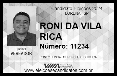 Candidato RONI DA VILA RICA 2024 - LORENA - Eleições