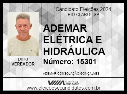 Candidato ADEMAR ELÉTRICA E HIDRÁULICA 2024 - RIO CLARO - Eleições