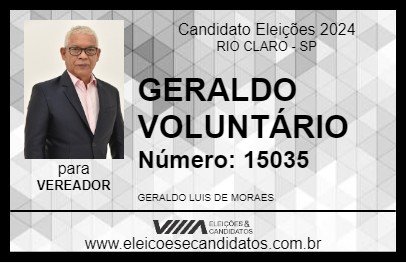 Candidato GERALDO VOLUNTÁRIO 2024 - RIO CLARO - Eleições