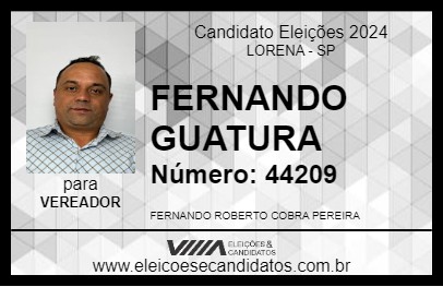 Candidato FERNANDO GUATURA 2024 - LORENA - Eleições