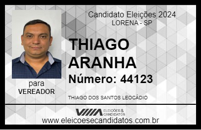 Candidato THIAGO ARANHA 2024 - LORENA - Eleições