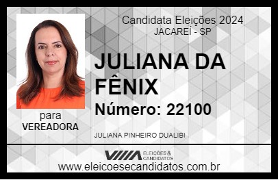 Candidato JULIANA DA FÊNIX 2024 - JACAREÍ - Eleições