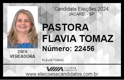 Candidato PASTORA FLAVIA TOMAZ 2024 - JACAREÍ - Eleições