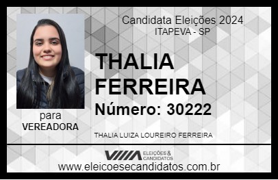 Candidato THALIA FERREIRA 2024 - ITAPEVA - Eleições