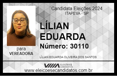 Candidato LÍLIAN EDUARDA 2024 - ITAPEVA - Eleições