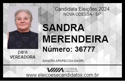 Candidato SANDRA MERENDEIRA 2024 - NOVA ODESSA - Eleições