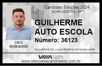 Candidato GUILHERME MAGALHÂES 2024 - NOVA ODESSA - Eleições