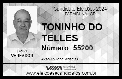 Candidato TONINHO DO TELLES 2024 - PARAIBUNA - Eleições