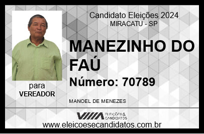 Candidato MANEZINHO DO FAÚ 2024 - MIRACATU - Eleições