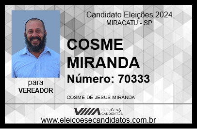 Candidato COSME MIRANDA 2024 - MIRACATU - Eleições