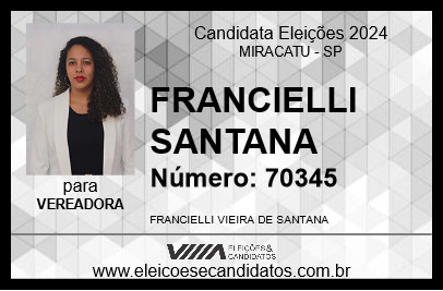 Candidato FRANCIELLI SANTANA 2024 - MIRACATU - Eleições