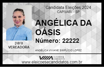 Candidato ANGÉLICA DA OÁSIS 2024 - CAPIVARI - Eleições