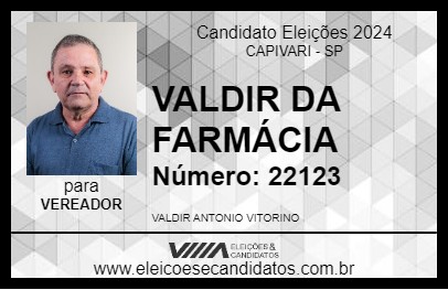 Candidato VALDIR DA FARMÁCIA 2024 - CAPIVARI - Eleições