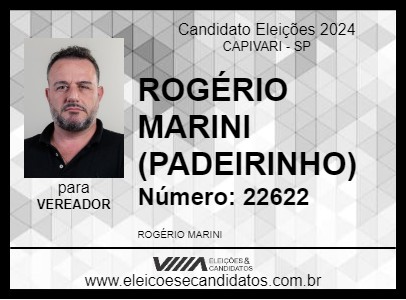 Candidato ROGÉRIO MARINI (PADEIRINHO) 2024 - CAPIVARI - Eleições