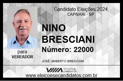 Candidato NINO BRESCIANI 2024 - CAPIVARI - Eleições