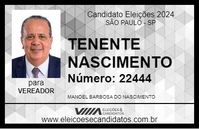 Candidato TENENTE NASCIMENTO 2024 - SÃO PAULO - Eleições