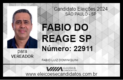 Candidato FABIO DO REAGE SP 2024 - SÃO PAULO - Eleições