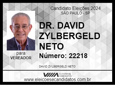 Candidato DR. DAVID ZYLBERGELD NETO 2024 - SÃO PAULO - Eleições