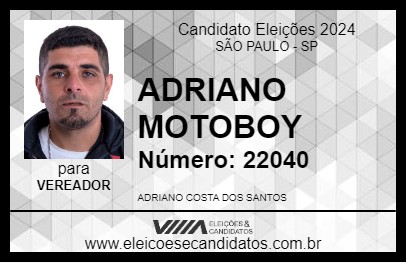 Candidato ADRIANO MOTOBOY 2024 - SÃO PAULO - Eleições