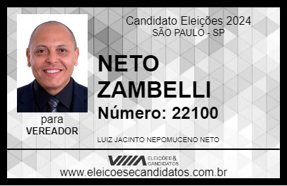 Candidato NETO ZAMBELLI 2024 - SÃO PAULO - Eleições