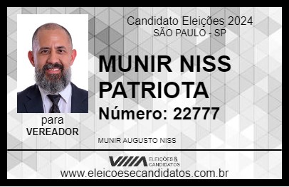 Candidato MUNIR NISS PATRIOTA 2024 - SÃO PAULO - Eleições