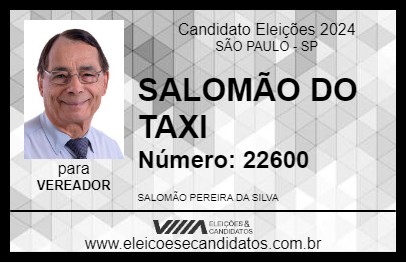 Candidato SALOMÃO DO TAXI 2024 - SÃO PAULO - Eleições