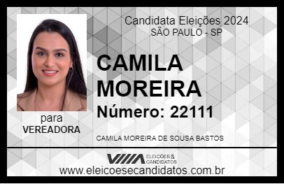 Candidato CAMILA MOREIRA 2024 - SÃO PAULO - Eleições