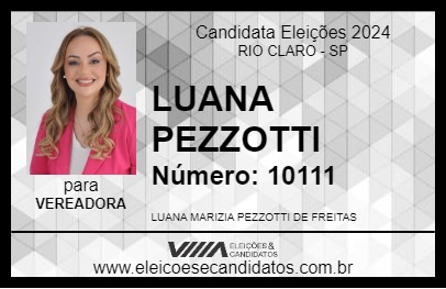 Candidato LUANA PEZZOTTI 2024 - RIO CLARO - Eleições