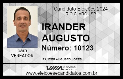 Candidato IRANDER AUGUSTO 2024 - RIO CLARO - Eleições