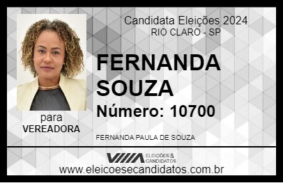 Candidato FERNANDA SOUZA 2024 - RIO CLARO - Eleições