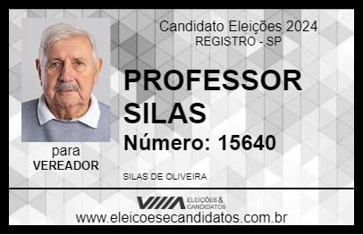 Candidato PROFESSOR SILAS 2024 - REGISTRO - Eleições