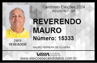 Candidato REVERENDO MAURO 2024 - REGISTRO - Eleições