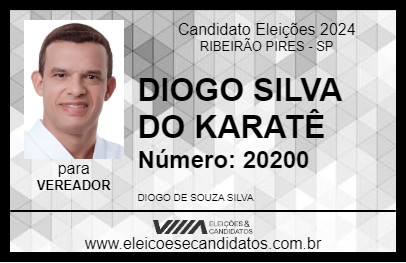 Candidato DIOGO SILVA DO KARATÊ 2024 - RIBEIRÃO PIRES - Eleições