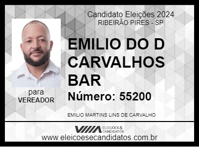 Candidato EMILIO DO D CARVALHOS BAR 2024 - RIBEIRÃO PIRES - Eleições