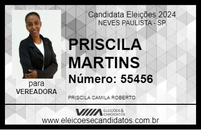 Candidato PRISCILA MARTINS 2024 - NEVES PAULISTA - Eleições