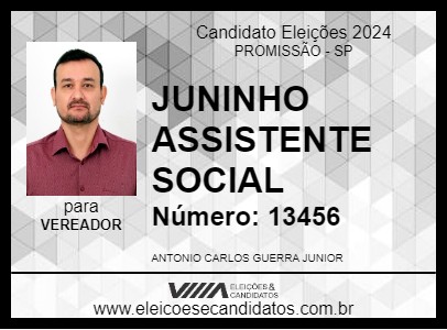 Candidato JUNINHO ASSISTENTE SOCIAL 2024 - PROMISSÃO - Eleições