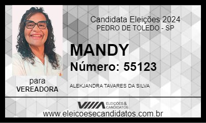 Candidato MANDY 2024 - PEDRO DE TOLEDO - Eleições