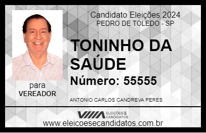 Candidato TONINHO DA SAÚDE 2024 - PEDRO DE TOLEDO - Eleições