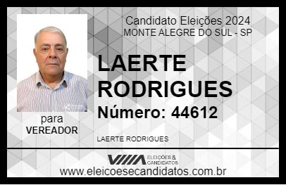 Candidato LAERTE RODRIGUES 2024 - MONTE ALEGRE DO SUL - Eleições