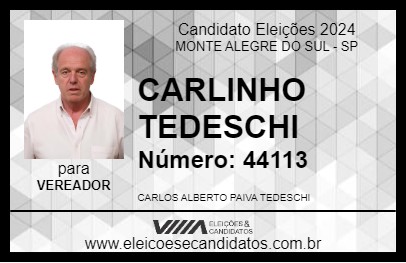 Candidato CARLINHOS TEDESCHI 2024 - MONTE ALEGRE DO SUL - Eleições