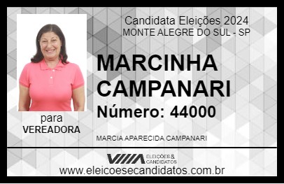 Candidato MARCINHA CAMPANARI 2024 - MONTE ALEGRE DO SUL - Eleições