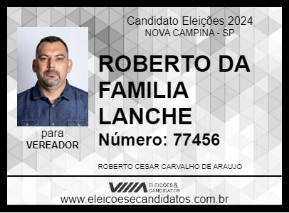 Candidato ROBERTO DA FAMILIA LANCHE 2024 - NOVA CAMPINA - Eleições