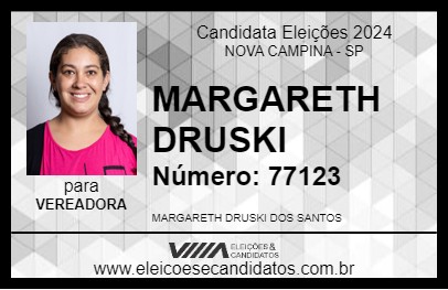 Candidato MARGARETH DRUSKI 2024 - NOVA CAMPINA - Eleições